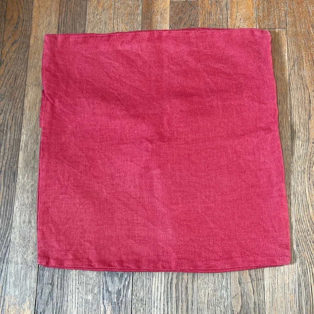 POTTERY BARN LINEN Throw Pillow Cover Case Deep Red 18 x 18 inches